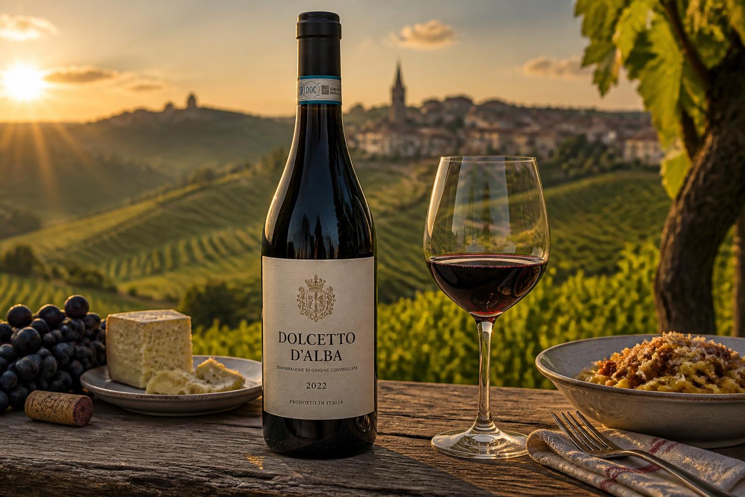 Dolcetto fra Treiso i Piemonte — druen, smaken og maten den elsker